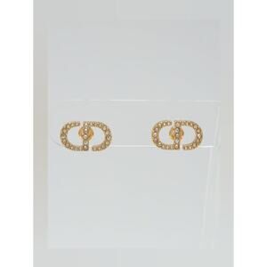 Christian Dior Goldtone Crystal CD Stud Earrings